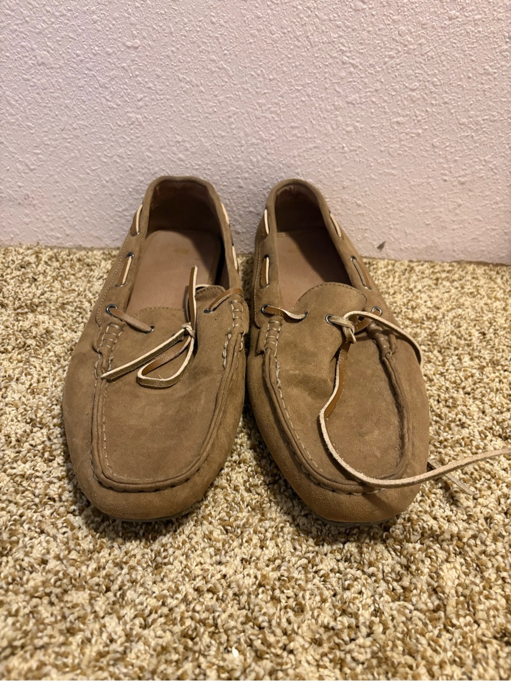 H&M Tan Faux Suede Driving Loafers Moc Toe Men’s US 10.5 EUR 44